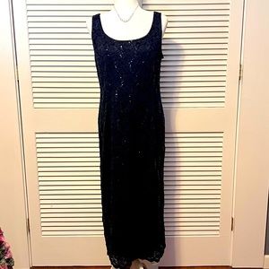 R&M Richards deep navy lace and sequin dress. Size 14P